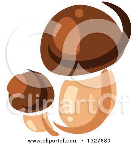 Clipart of Cartoon Porcini Mushrooms - Royalty Free Vector Illustration by Vector Tradition SM