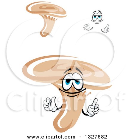 Clipart of Cartoon Saffron Milk Cap or Red Pine Mushrooms, Face and Hands - Royalty Free Vector Illustration by Vector Tradition SM