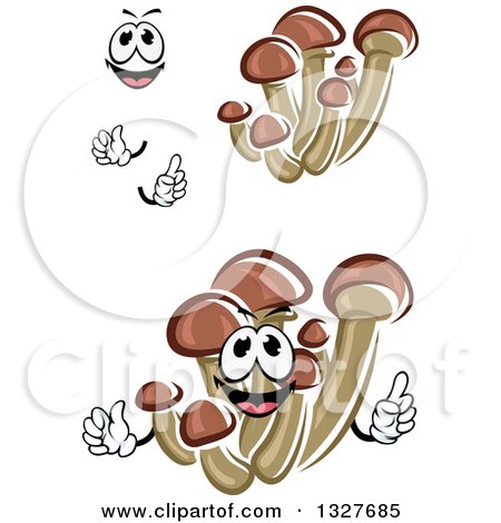 Clipart of Cartoon Honey Agaric Mushrooms, Hands and a Face - Royalty Free Vector Illustration by Vector Tradition SM