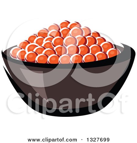Clipart of a Cartoon Bowl of Red Caviar - Royalty Free Vector Illustration by Vector Tradition SM