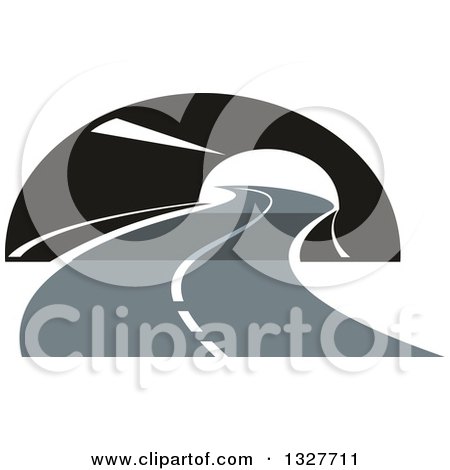 Clipart of a Highway Road Through a Tunnel - Royalty Free Vector Illustration by Vector Tradition SM