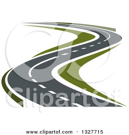 Clipart of a Curvy Highway Road - Royalty Free Vector Illustration by Vector Tradition SM