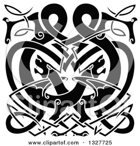 Clipart of Black Celtic Knot Dragons 5 - Royalty Free Vector Illustration by Vector Tradition SM