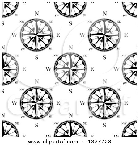 Clipart of a Seamless Pattern Background of Black and White Compasses 5 - Royalty Free Vector Illustration by Vector Tradition SM
