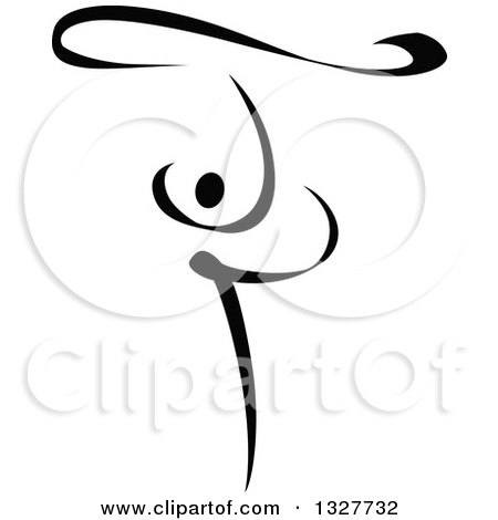 Clipart of a Black and White Ribbon Dancer in Action 2 - Royalty Free Vector Illustration by Vector Tradition SM