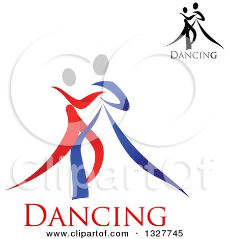 Clipart of Red Blue and Black Ribbon Couples Dancing Together 2 - Royalty Free Vector Illustration by Vector Tradition SM