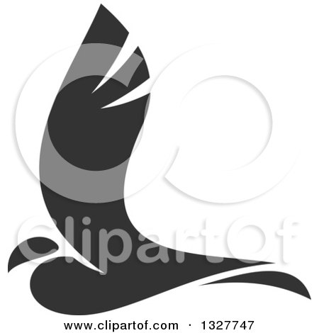 Clipart of a Grayscale Flying Bird - Royalty Free Vector Illustration by Vector Tradition SM