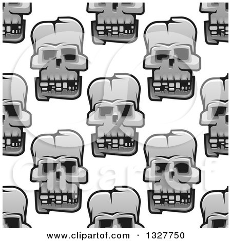 Clipart of a Seamless Pattern Background of Grayscale Monster Skulls 3 - Royalty Free Vector Illustration by Vector Tradition SM