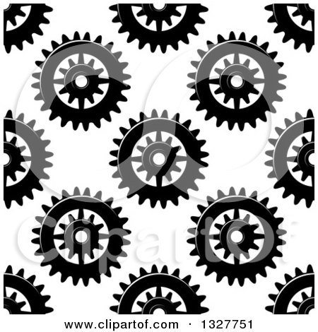 Clipart of a Seamless Background Pattern of Grayscale Gear Cogs 5 - Royalty Free Vector Illustration by Vector Tradition SM
