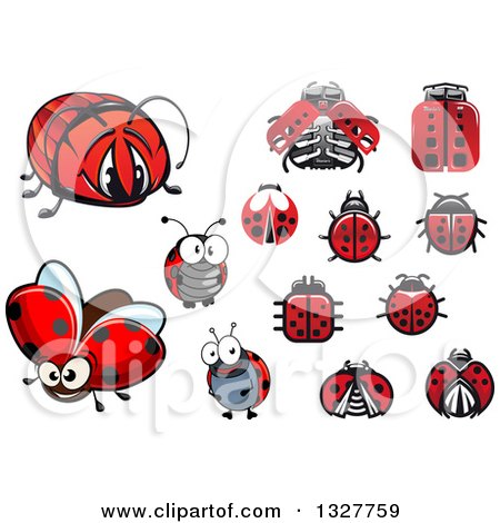 Clipart of Ladybugs and Robots - Royalty Free Vector Illustration by Vector Tradition SM