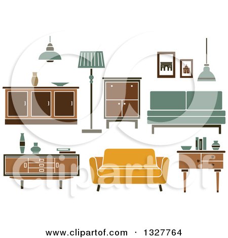 Clipart of Retro Household Furniture - Royalty Free Vector Illustration by Vector Tradition SM