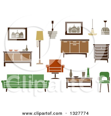 Clipart of Retro Household Furniture 3 - Royalty Free Vector Illustration by Vector Tradition SM