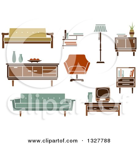 Clipart of Retro Household Furniture 2 - Royalty Free Vector Illustration by Vector Tradition SM