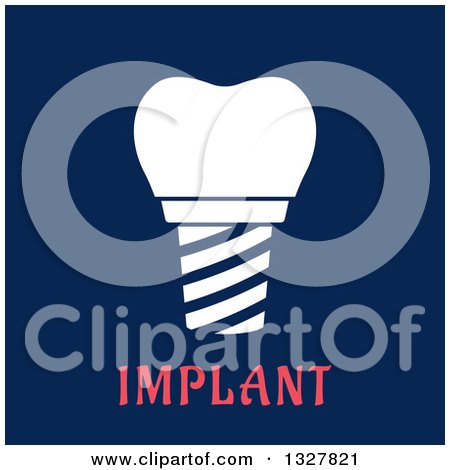 Clipart of a Flat Design Dental Implant over Text on Blue - Royalty Free Vector Illustration by Vector Tradition SM