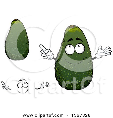 Clipart of a Cartoon Face, Hands and Avocados - Royalty Free Vector Illustration by Vector Tradition SM