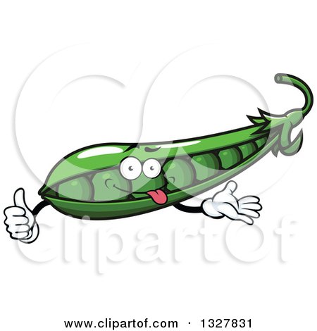 Clipart of a Cartoon Goofy Pea Character Giving a Thumb up and Presenting - Royalty Free Vector Illustration by Vector Tradition SM