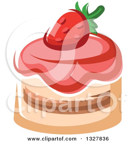 Clipart of a Cartoon Strawberry Cake - Royalty Free Vector Illustration by Vector Tradition SM