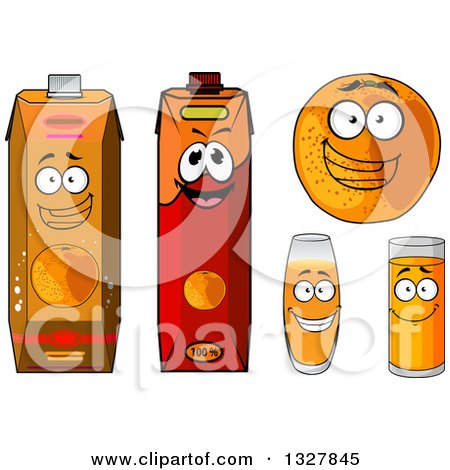 Clipart of a Happy Cartoon Orange and Juice Characters 3 - Royalty Free Vector Illustration by Vector Tradition SM