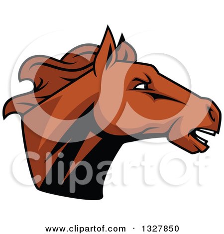 Clipart of a Brown Tough Stallion Horse Head 2 - Royalty Free Vector Illustration by Vector Tradition SM