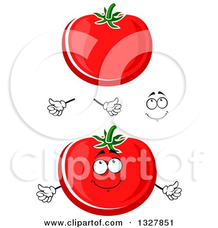 Clipart of a Happy Face, Hands and Red Tomatoes - Royalty Free Vector Illustration by Vector Tradition SM