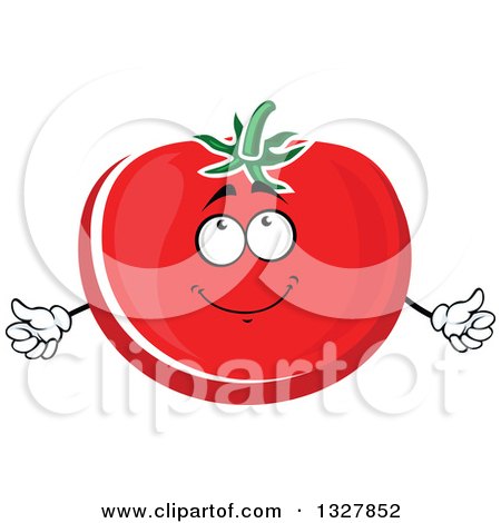 Clipart of a Happy Red Tomato Character Giving Thumbs up - Royalty Free Vector Illustration by Vector Tradition SM