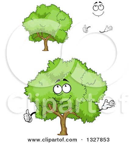 Clipart of a Cartoon Face, Hands and Trees - Royalty Free Vector Illustration by Vector Tradition SM