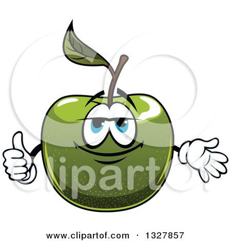 Clipart of a Happy Green Apple Presenting and Giving a Thumb up - Royalty Free Vector Illustration by Vector Tradition SM