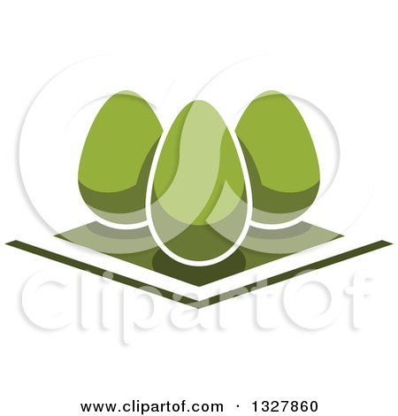 Clipart of Green Egg Shaped Shrubs in a Garden - Royalty Free Vector Illustration by Vector Tradition SM