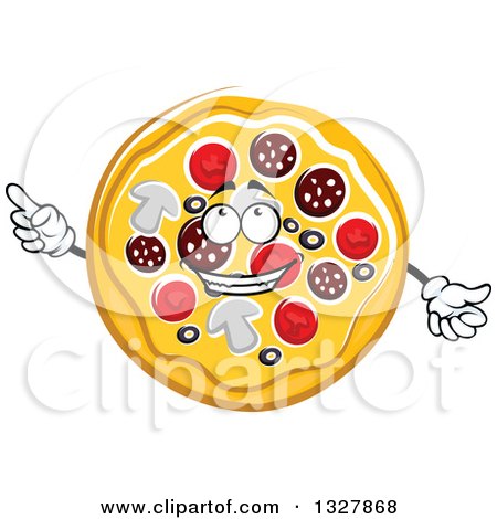 Clipart of a Cartoon Pizza Character Holding up a Finger - Royalty Free Vector Illustration by Vector Tradition SM