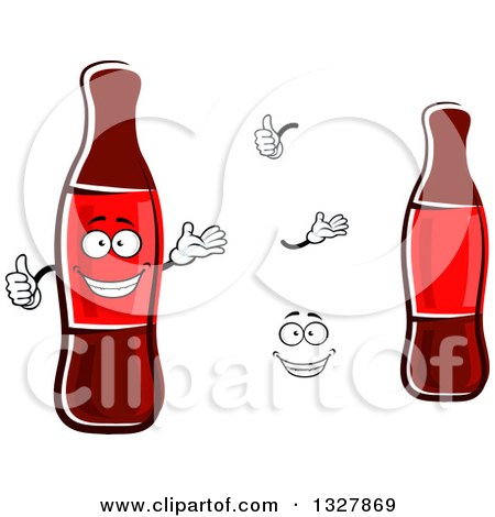 Clipart of a Cartoon Face, Hands and Soda Bottles - Royalty Free Vector Illustration by Vector Tradition SM