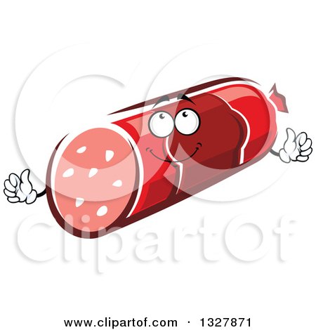 Clipart of a Cartoon Sausage Character Giving a Thumb up - Royalty Free Vector Illustration by Vector Tradition SM