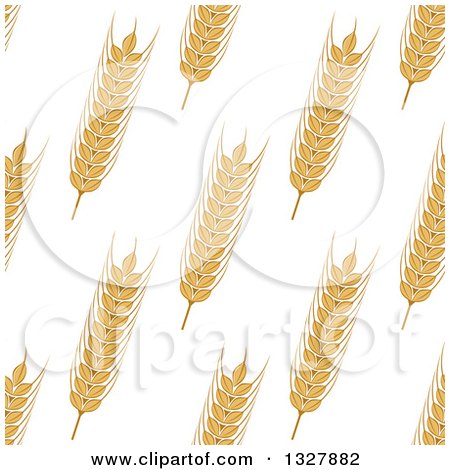 Clipart of a Seamless Background Patterns of Gold Wheat on White 5 - Royalty Free Vector Illustration by Vector Tradition SM