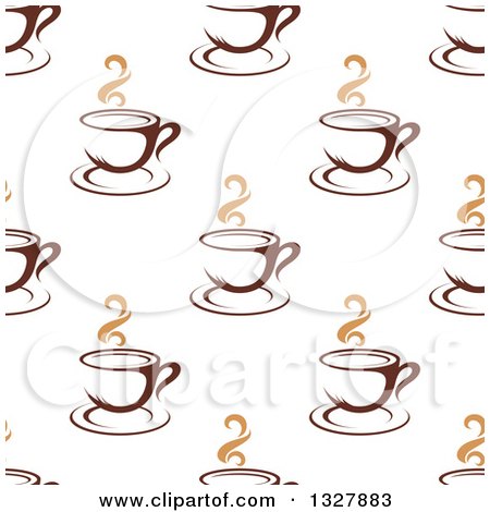 Clipart of a Seamless Background Pattern of Steamy Brown Coffee Cups 8 - Royalty Free Vector Illustration by Vector Tradition SM