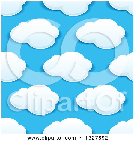 Clipart of a Seamless Pattern Background of Puffy Clouds in a Blue Sky 8 - Royalty Free Vector Illustration by Vector Tradition SM