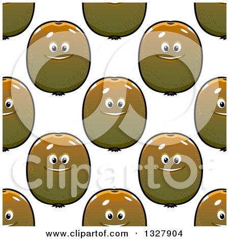 Clipart of a Seamless Background Pattern of Happy Kiwi Fruits - Royalty Free Vector Illustration by Vector Tradition SM