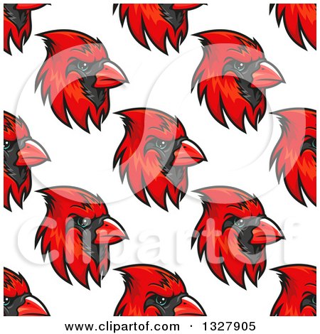 Clipart of a Seamless Pattern Background of Red Cardinal Birds 2 - Royalty Free Vector Illustration by Vector Tradition SM