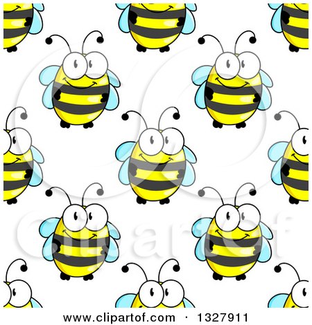 Clipart of a Seamless Pattern Background of Cute Bees 2 - Royalty Free Vector Illustration by Vector Tradition SM