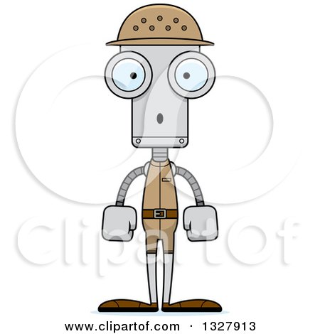 Clipart of a Cartoon Skinny Surprised Zookeeper Robot - Royalty Free Vector Illustration by Cory Thoman