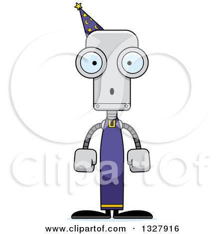 Clipart of a Cartoon Skinny Surprised Robot Wizard - Royalty Free Vector Illustration by Cory Thoman
