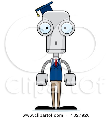 Clipart of a Cartoon Skinny Surprised Robot Professor - Royalty Free Vector Illustration by Cory Thoman