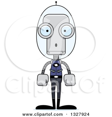 Clipart of a Cartoon Skinny Surprised Futuristic Space Robot - Royalty Free Vector Illustration by Cory Thoman