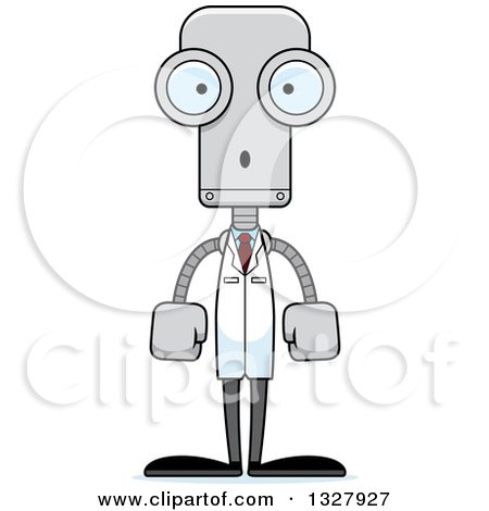Clipart of a Cartoon Skinny Surprised Robot Scientist - Royalty Free Vector Illustration by Cory Thoman