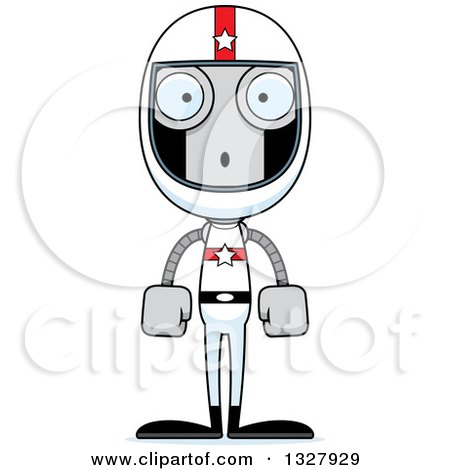 Clipart of a Cartoon Skinny Surprised Robot Race Car Driver - Royalty Free Vector Illustration by Cory Thoman