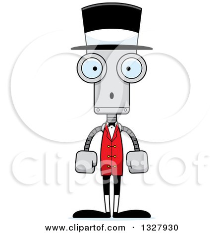 Clipart of a Cartoon Skinny Surprised Robot Circus Ringmaster - Royalty Free Vector Illustration by Cory Thoman