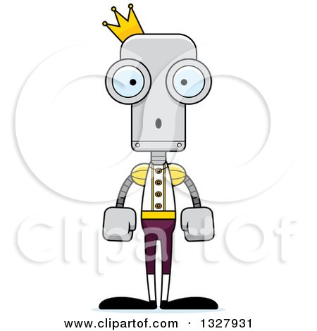 Clipart of a Cartoon Skinny Surprised Robot Prince - Royalty Free Vector Illustration by Cory Thoman