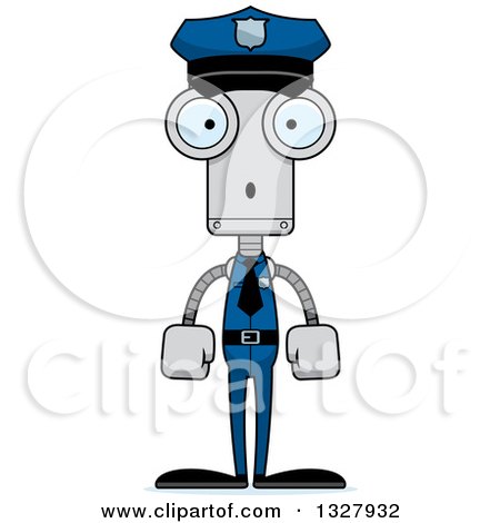 Clipart of a Cartoon Skinny Surprised Robot Police Officer - Royalty Free Vector Illustration by Cory Thoman