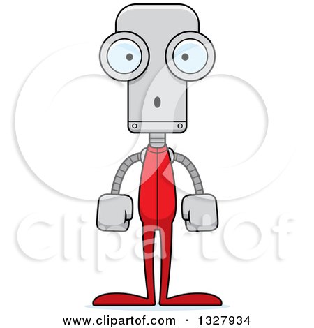 Clipart of a Cartoon Skinny Surprised Robot in Pjs - Royalty Free Vector Illustration by Cory Thoman