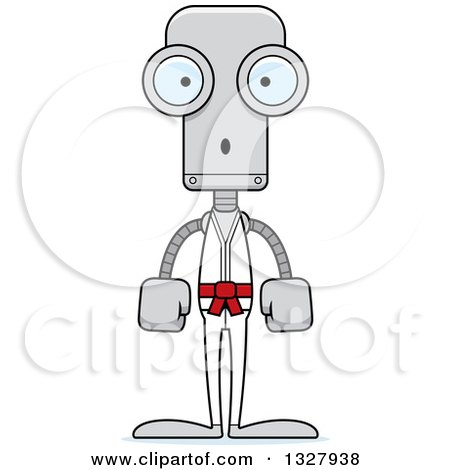 Clipart of a Cartoon Skinny Surprised Karate Robot - Royalty Free Vector Illustration by Cory Thoman