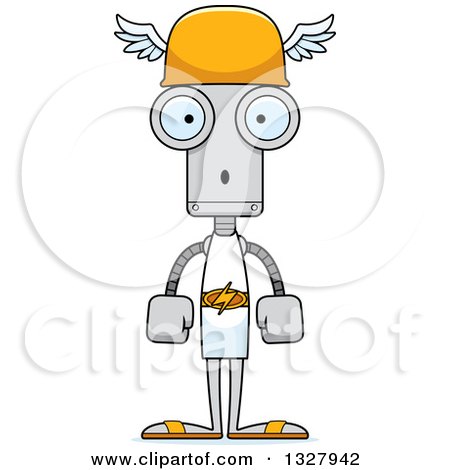 Clipart of a Cartoon Skinny Surprised Robot Hermes - Royalty Free Vector Illustration by Cory Thoman