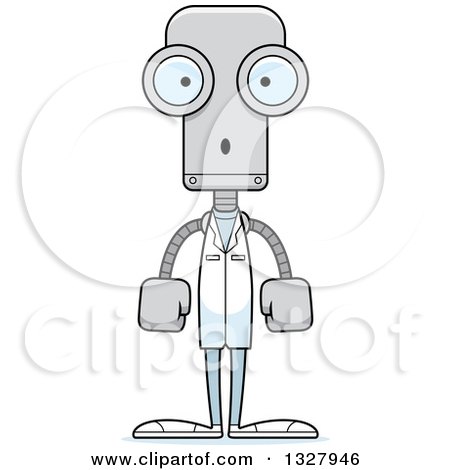 Clipart of a Cartoon Skinny Surprised Robot Doctor - Royalty Free Vector Illustration by Cory Thoman